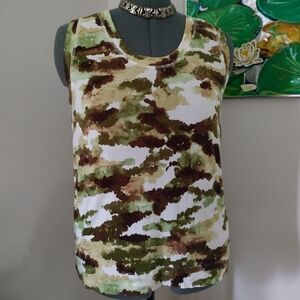 Vera Wang Simply Camouflage Sleeveless Women's Top USA Large